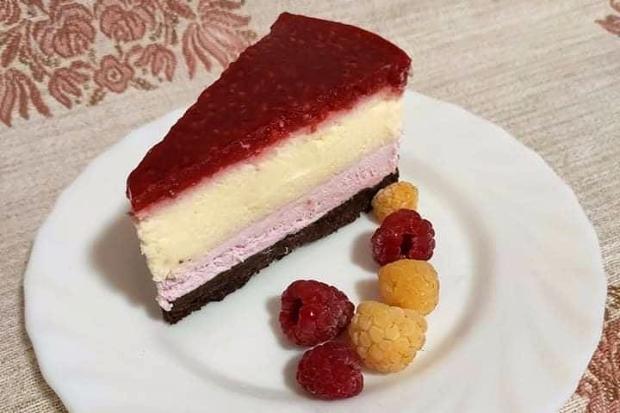 Nepečený malinový cheesecake - recept postup 2