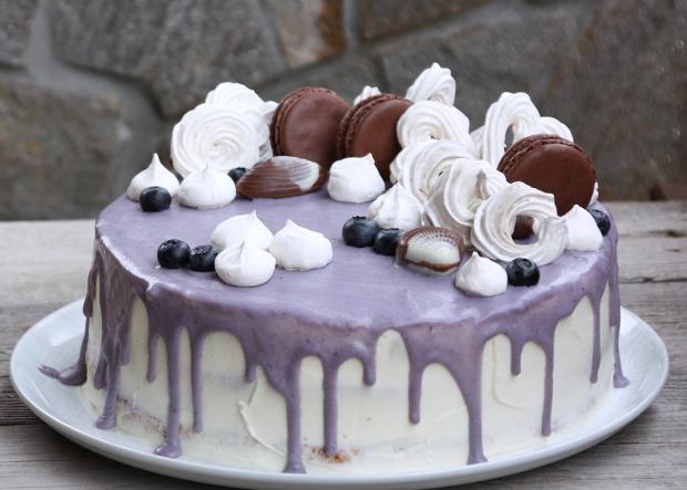 Čučoriedková drip torta - recept postup 1