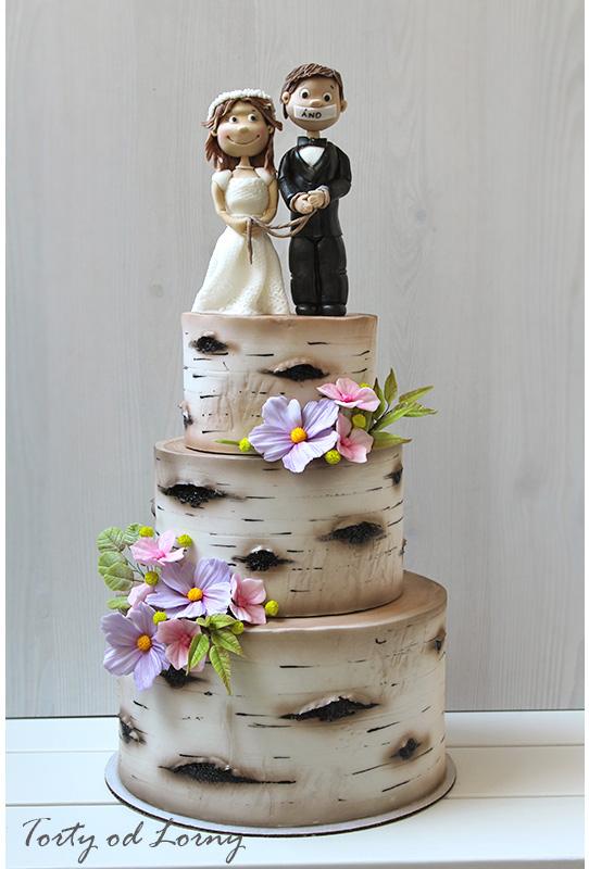 Svadobná torta s motívom brezy, Autor: Lorna
