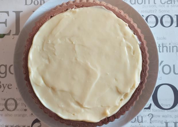 Malinový koláč s pudingom - recept postup 5