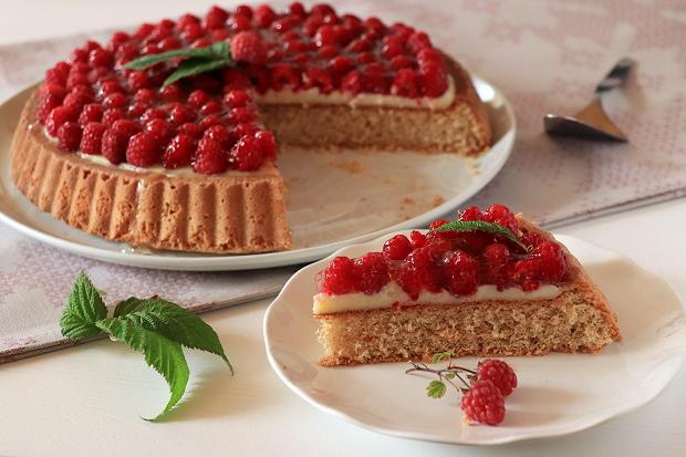 Malinový koláč s pudingom - recept postup 8
