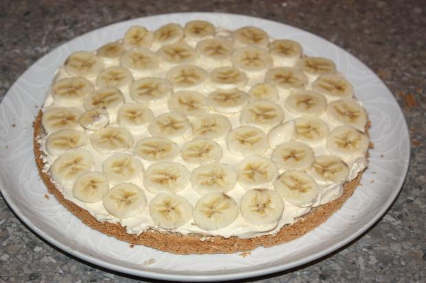 Mandľovo - karamelová torta s banánmi - recept postup 10