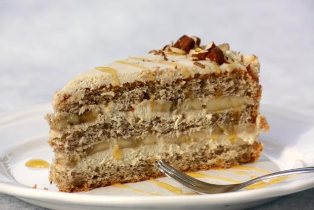 Mandľovo karamelová torta s banánmi, recept