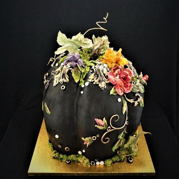 Postup na halloweensku narodeninovú tekvicu - foto postup