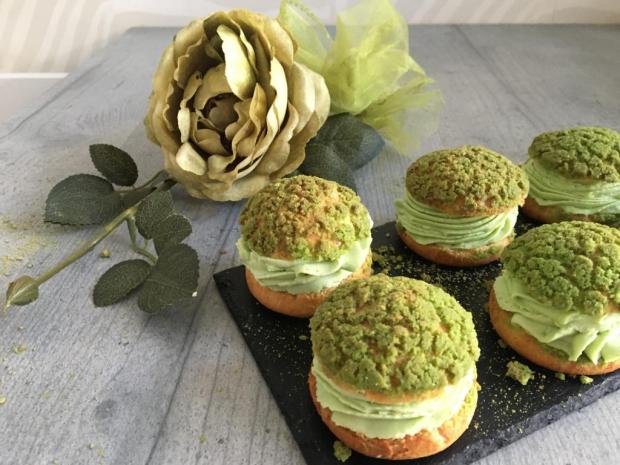 Choux au craqueline s matcha pepermintovým krémom, recept