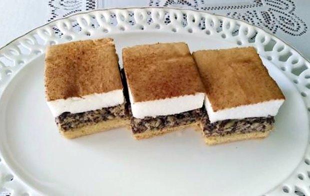 Makovo - jablkový zákusok so snehom - recept