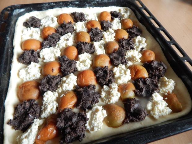 Kysnutý koláč s makom, tvarohom a marhuľami - recept postup 2