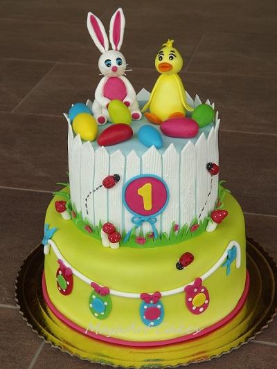 Farebná veľkonočná torta, Autor: MajaArt Cakes