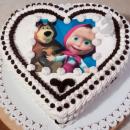 Torta penové srdce Máša a medveď