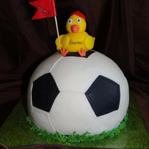 Futbalová lopta s kuriatkom