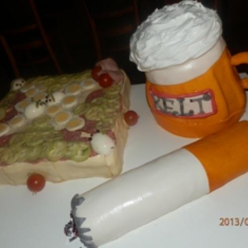 pivo s cigaretkou a slaná torta  