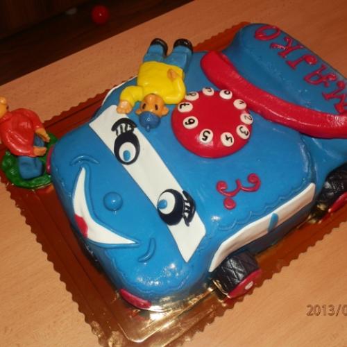 torta mobilne auto s postavičkami Pat a Mat