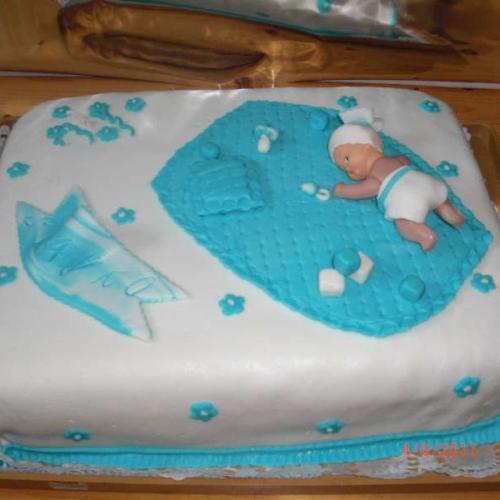 torta na krstiny - modrá