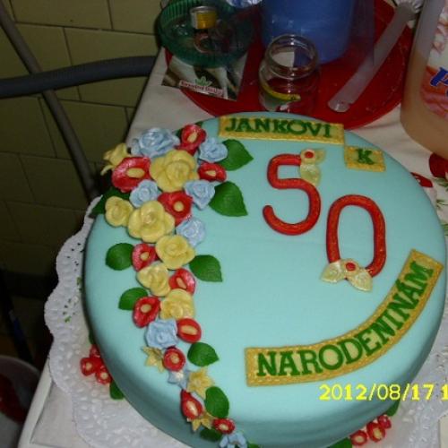 Okrúhla torta marcipánová na 50. narodeniny