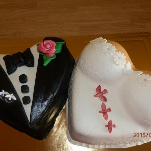 torta svadobné srdce ženich a nevesta