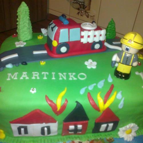 torta s hasičským autom