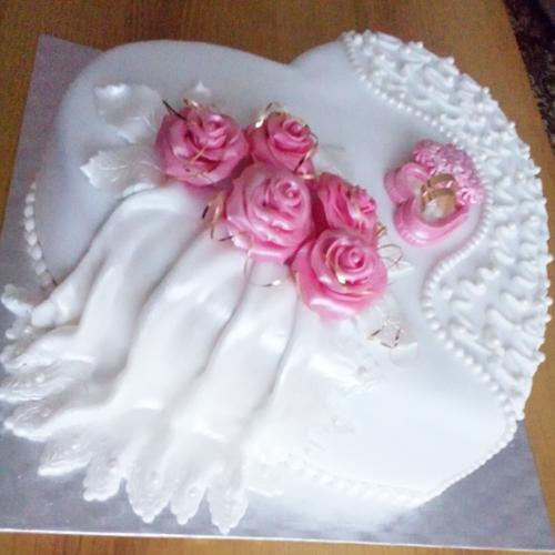 torta biele srdce ruže