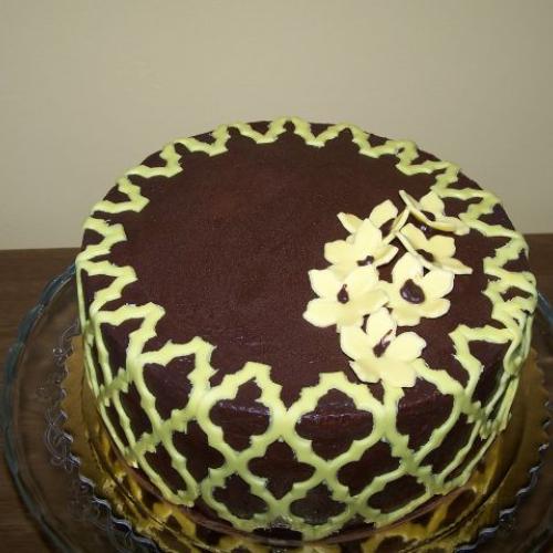 ganache a žlté kvietky
