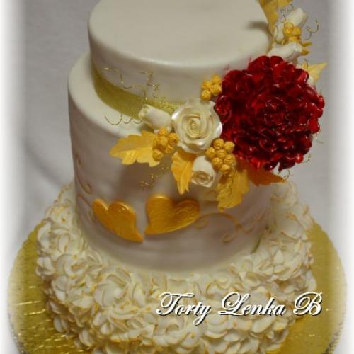 Wedding white-gold cake with peony