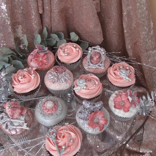 cupcakes - metalická strieborná