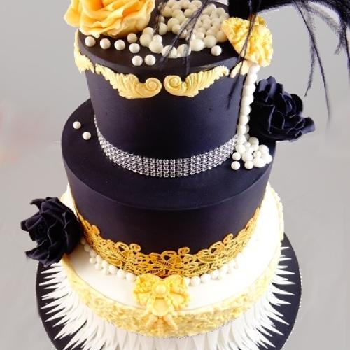 Black White Gold Cake 