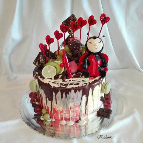  Detská drip cake s lienkou