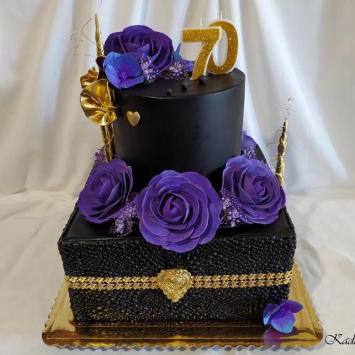 K výročiu čierno fialovo zlatá, na želanie, Inšpirácia torty od lorny (cakes by lorna)