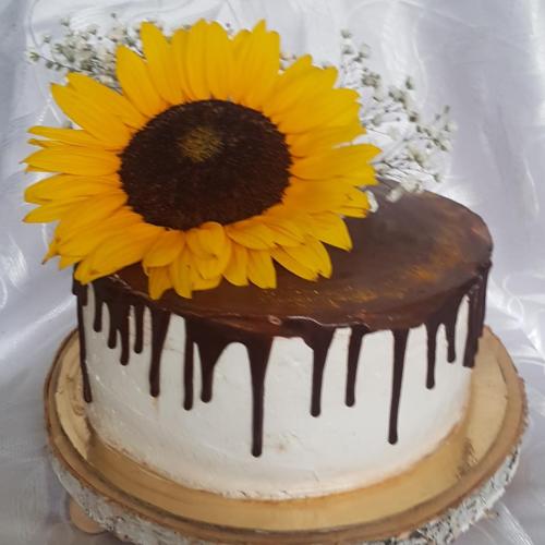 Drip torta so slnečnicou 