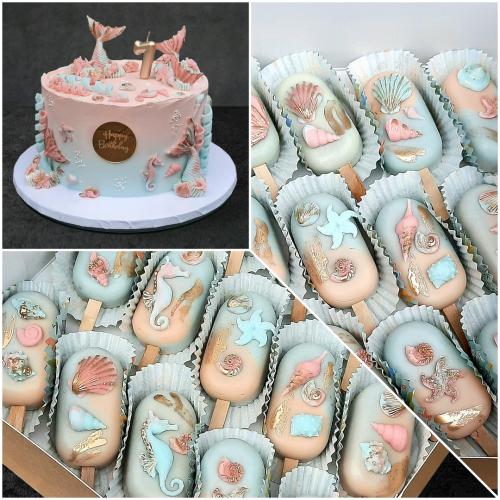 Torta a nanuky v téme Morská panna 🧜🏼‍♀️🐚🎂