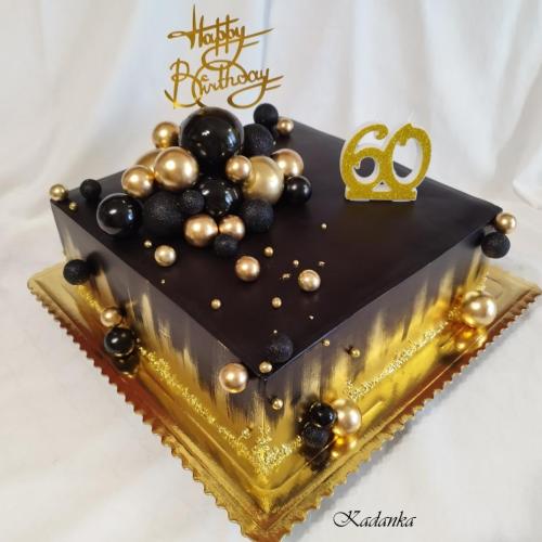 Ku krásnemu jubileu pre pána v čierno zlatom prevedení❤, Kadanka, torta