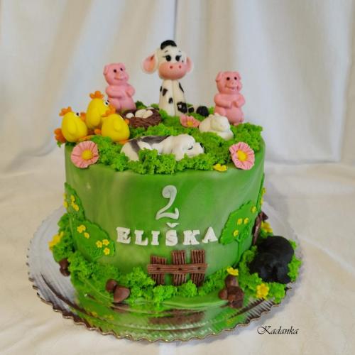 Farma , domáce zvieratká pre Elišku, Kadanka, torta