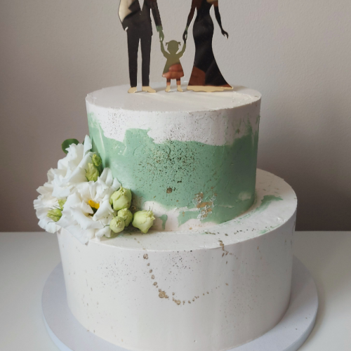 Svadobná bielo zelená, Mexsi, torta