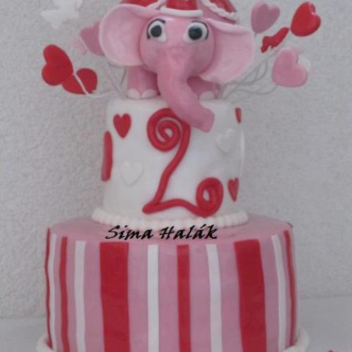 Ruzovy slonik 2 posch. torta