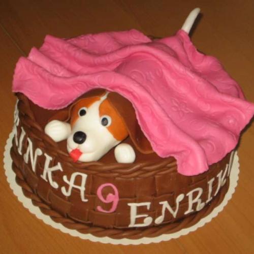 Torta košík so psíčkom