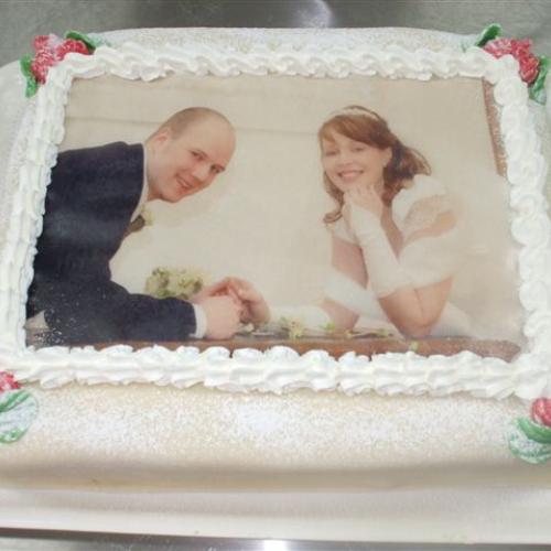 Marcipánová torta s jedlou fotografiou