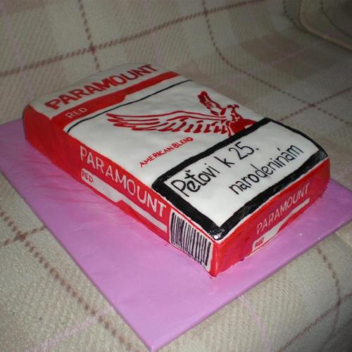 torta krabička cigariet - pohľad z boku 1