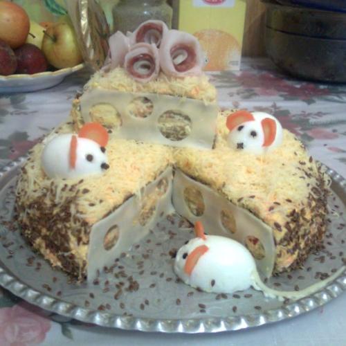 slaná torta s myškami