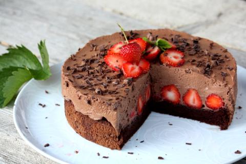 Čokoládovo jahodová torta bez múky - recept postup 11