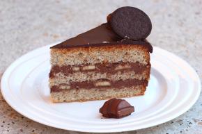 Čokoládovo - orechová torta s banánom, recept, Kamila