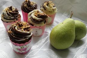 Hruškovo-čokoládové cupcakes s orieškovou ganache, recept, Mariolka