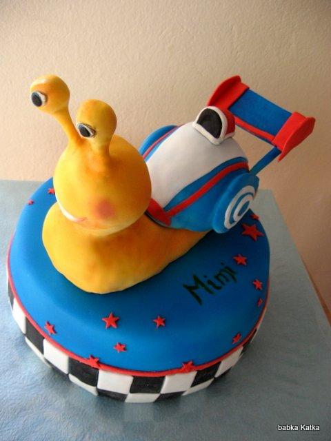 Turbo slimák, torta, Rozprávkové torty Turbo slimák, torta, Rozprávkové torty, babka Katka, 1