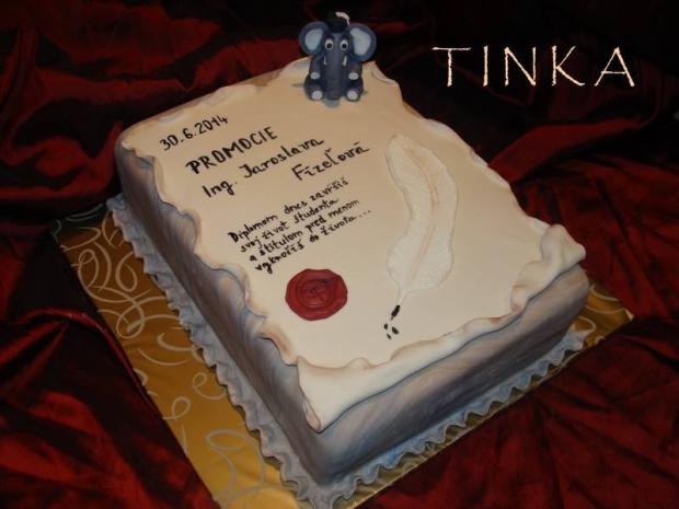 Pergamen..., torta, Torty - škola, stužková, Tinka, 1