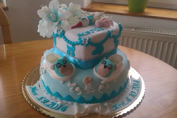 Krstinová s bocianom, torta, Torty na krstiny, Marta Majernickova, 1