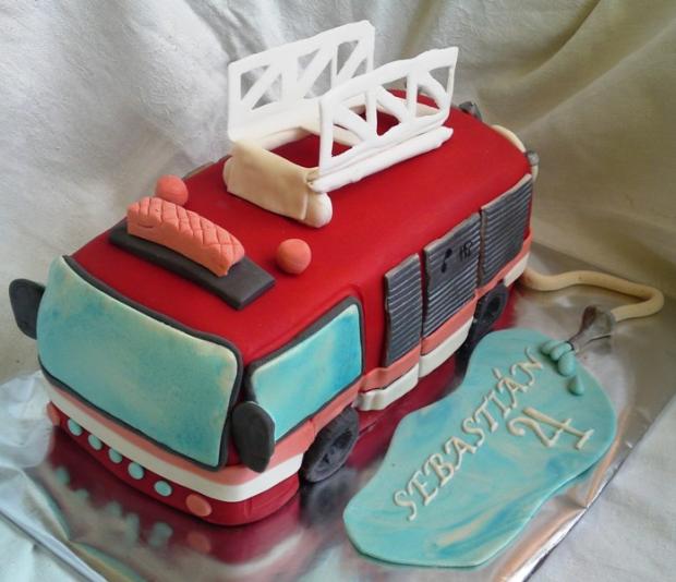 Hasičské auto..., torta, Torty autíčka, vláčiky Hasičské auto..., torta, Torty autíčka, vláčiky, Mariolka, 1