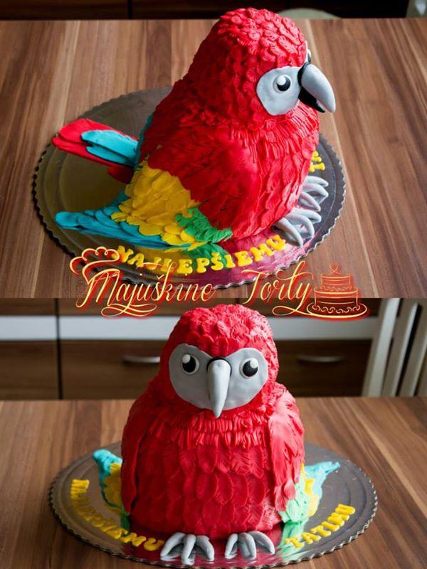 Ara červená, torta, Torty so zvieratkami, Majuškine Torty, 1