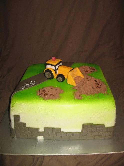 S bagerom , torta, Torty autíčka, vláčiky S bagerom , torta, Torty autíčka, vláčiky, cookerka, 1