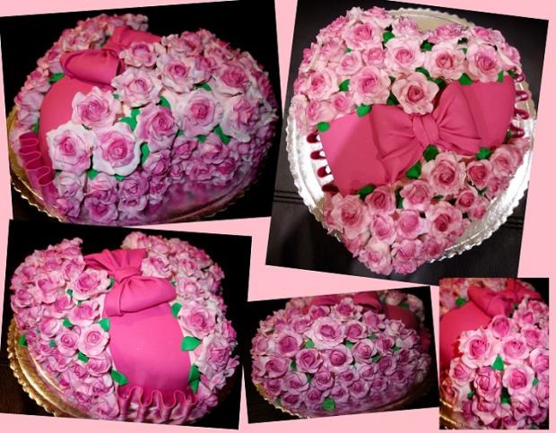 srdce s ružami, torta, Narodeninové torty srdce s ružami, torta, Narodeninové torty, KSlavka, 1