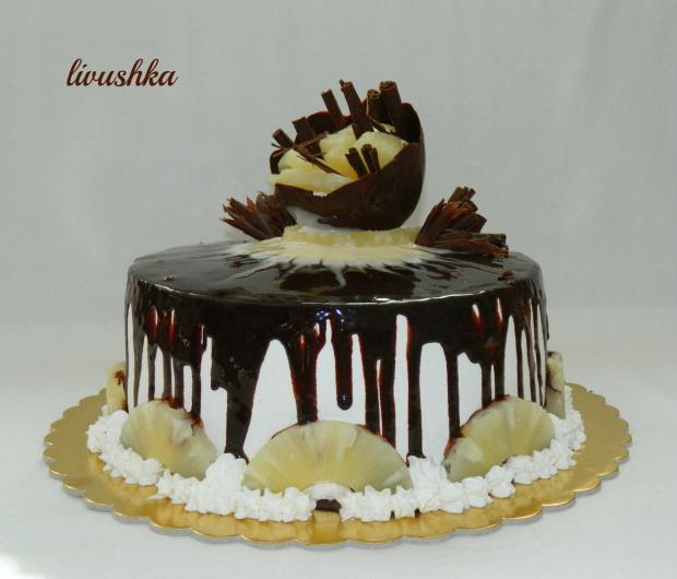 šlahačkovo-ananásová torta s čokomiskou, torta, Čokoládové torty šlahačkovo-ananásová torta s čokomiskou, torta, Čokoládové torty, livushka, 1