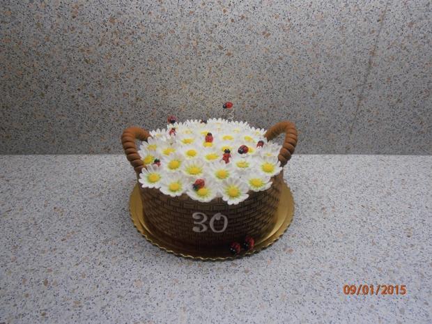 košík s margarétkami a s lienkami, torta, Narodeninové torty, nmiriam, 1