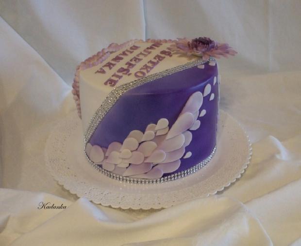 V bielo fialovom s gerberou, torta, Narodeninové torty V bielo fialovom s gerberou, torta, Narodeninové torty, Kadanka, 1